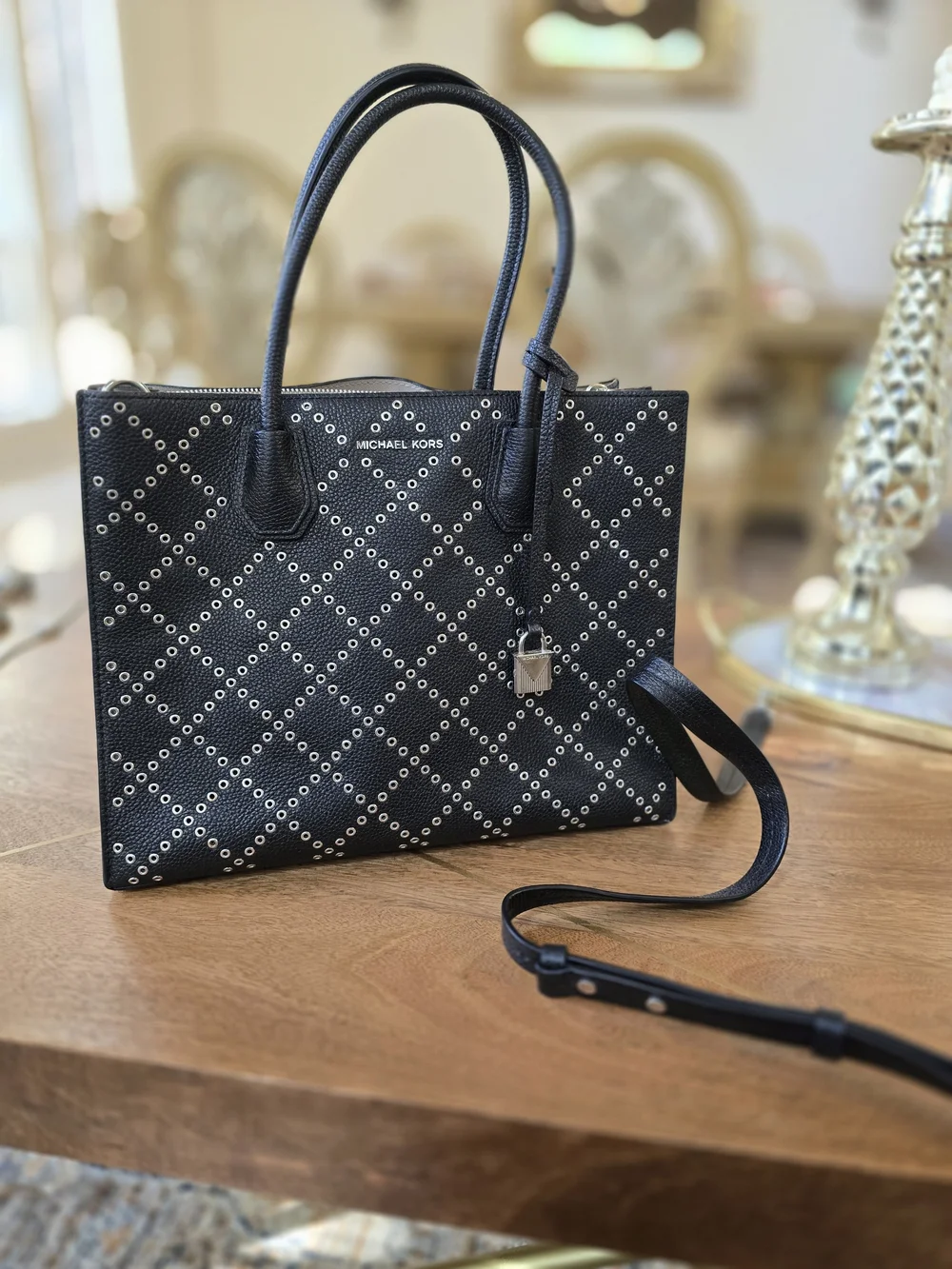 Michael Kors Black Studded Tote Bag